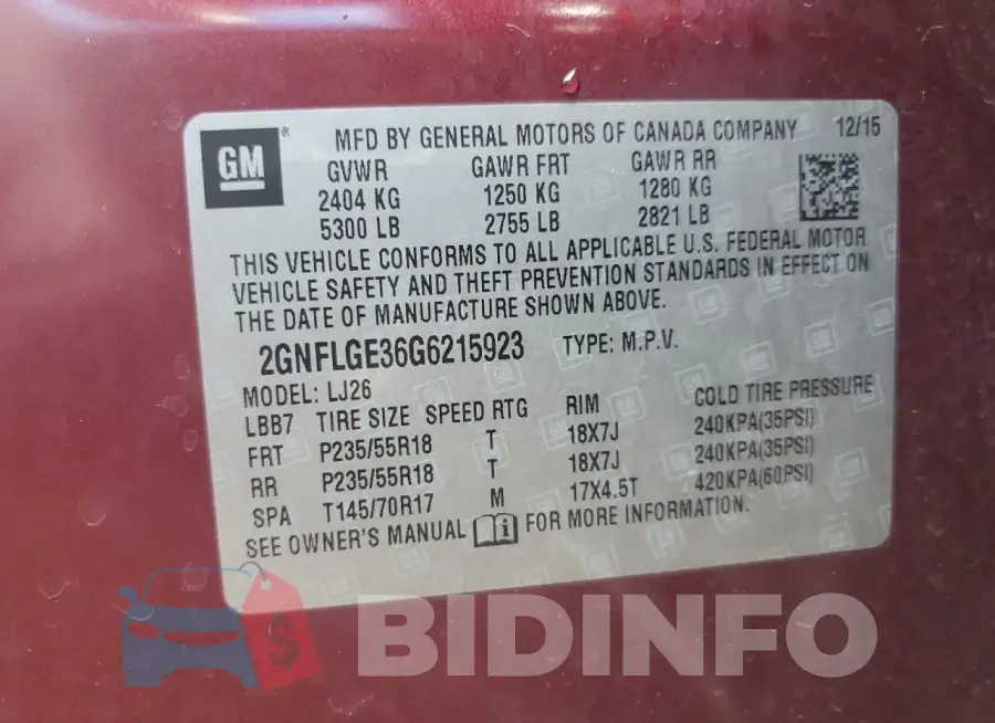 2GNFLGE36G6215923 Photo# 13