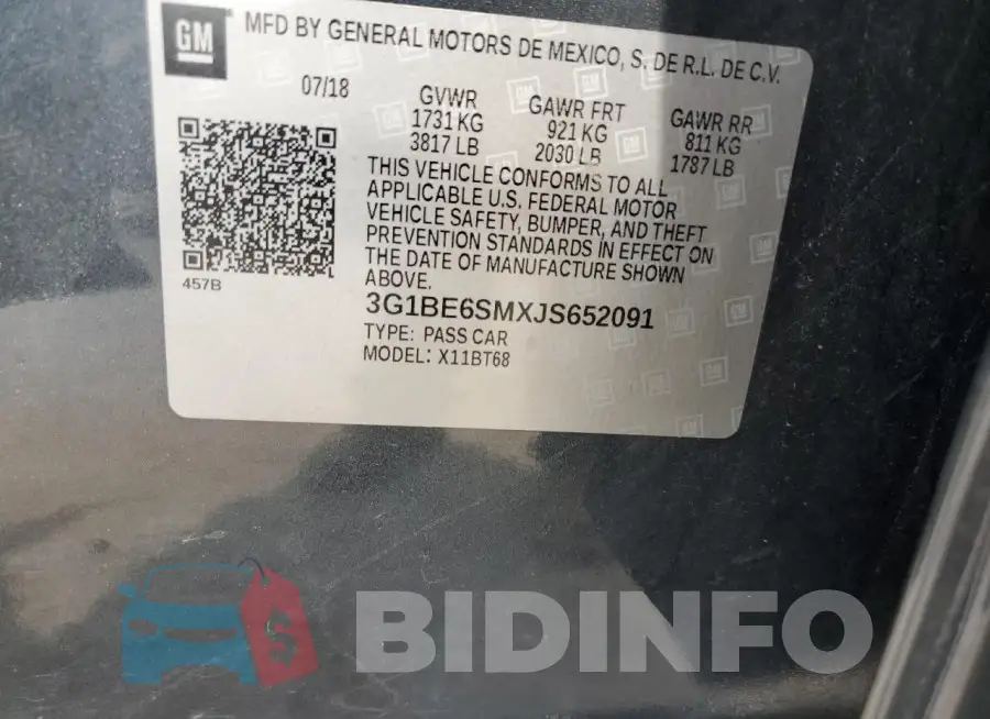 3G1BE6SMXJS652091 Photo# 12