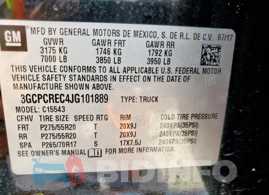 3GCPCREC4JG101889 Photo# 13