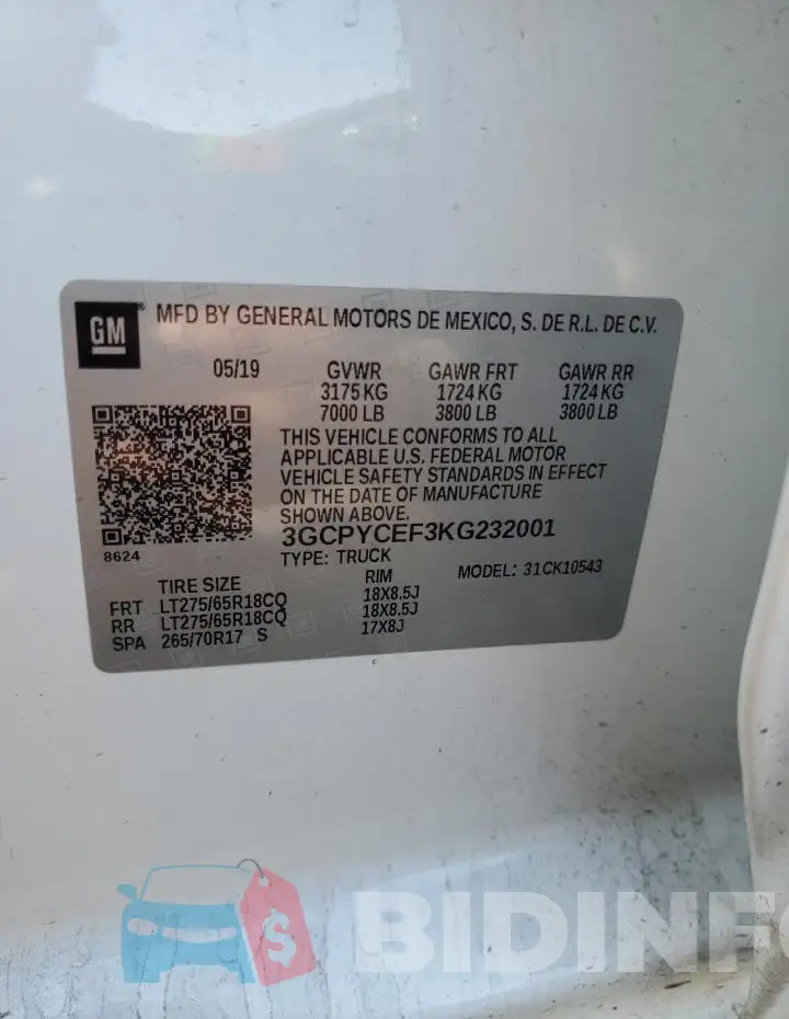 3GCPYCEF3KG232001 Photo# 12