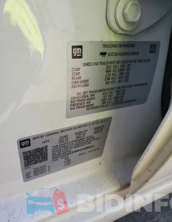 3GCUDAED8RG158604 Photo# 13