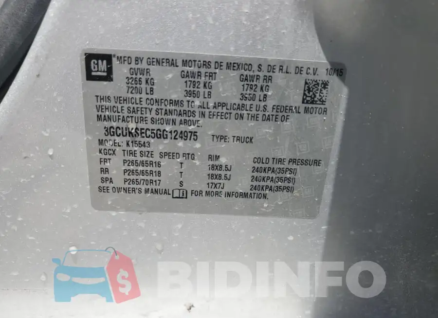 3GCUKSEC5GG124975 Photo# 12