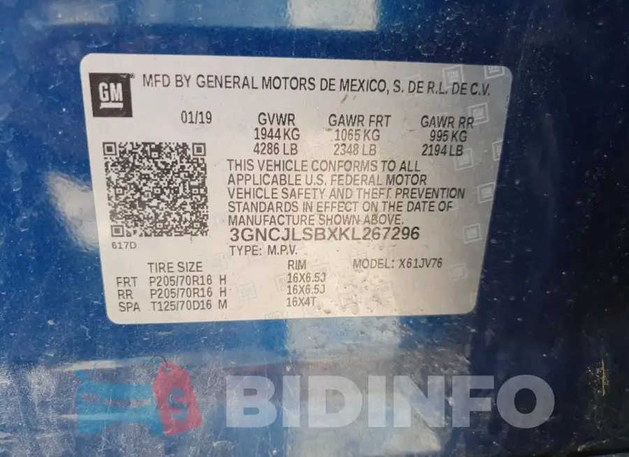 3GNCJLSBXKL267296 Photo# 13