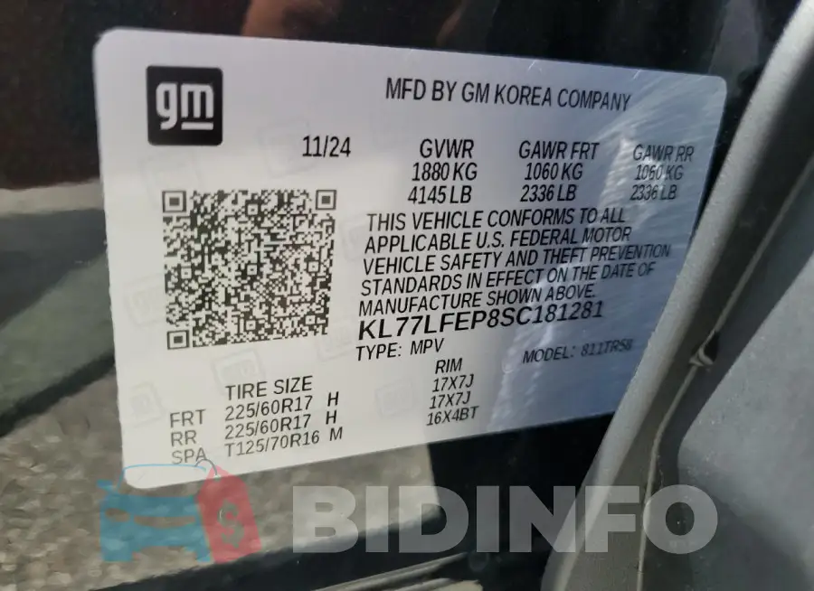 KL77LFEP8SC181281 Photo# 13