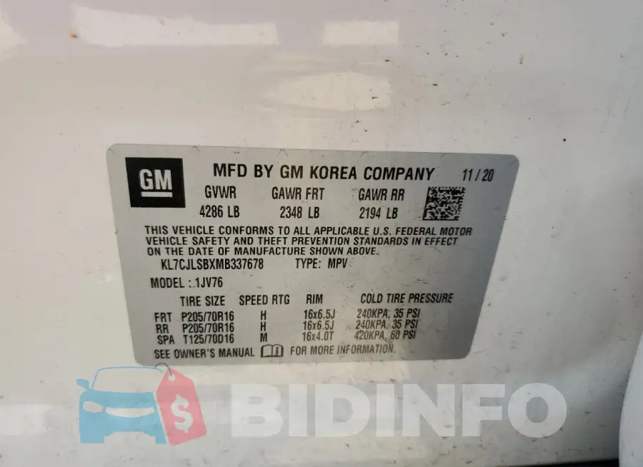 KL7CJLSBXMB337678 Photo# 13
