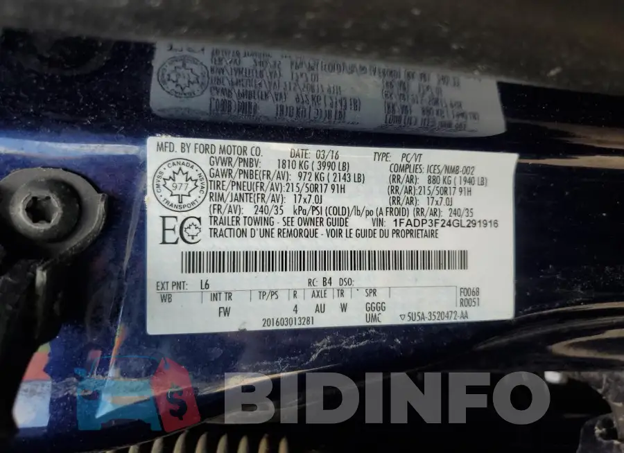 1FADP3F24GL291916 Photo# 12