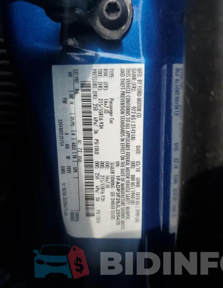 1FADP3F29JL295435 Photo# 12