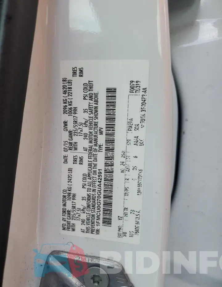 1FMCU0G70GUA42591 Photo# 13