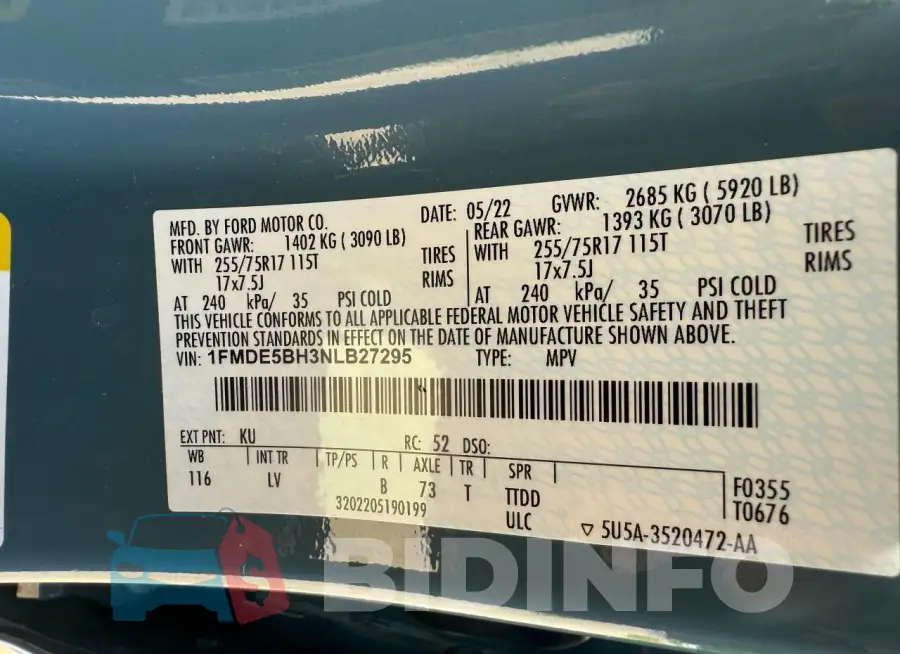 1FMDE5BH3NLB27295 Photo# 10