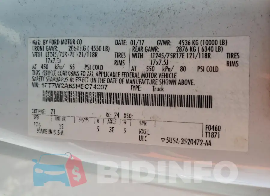 1FT7W2A65HEC74207 Photo# 12
