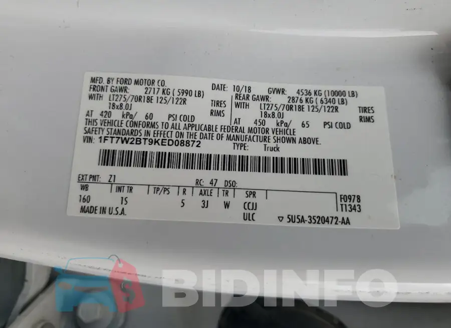 1FT7W2BT9KED08872 Photo# 13