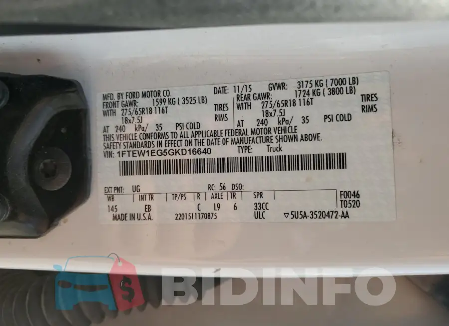 1FTEW1EG5GKD16640 Photo# 12