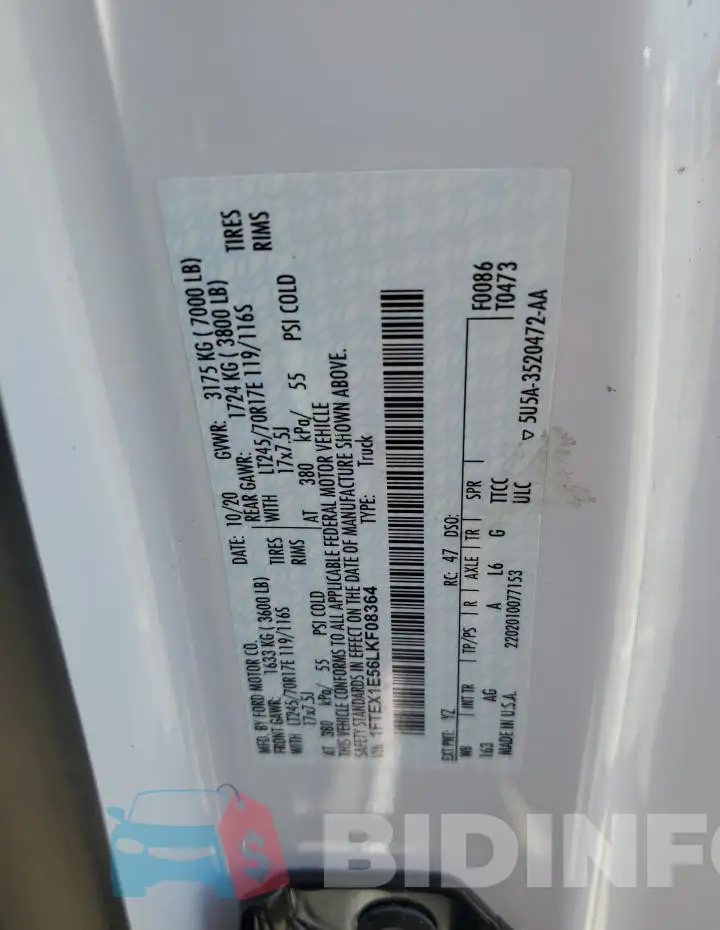 1FTEX1E56LKF08364 Photo# 12