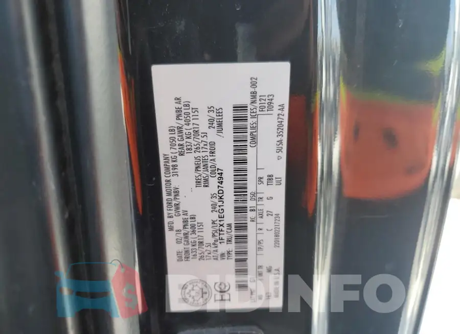 1FTFX1EG1JKD74947 Photo# 13