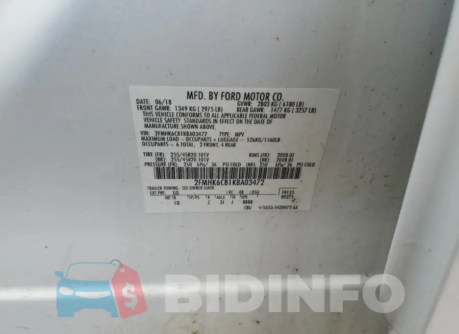 2FMHK6C81KBA03472 Photo# 13