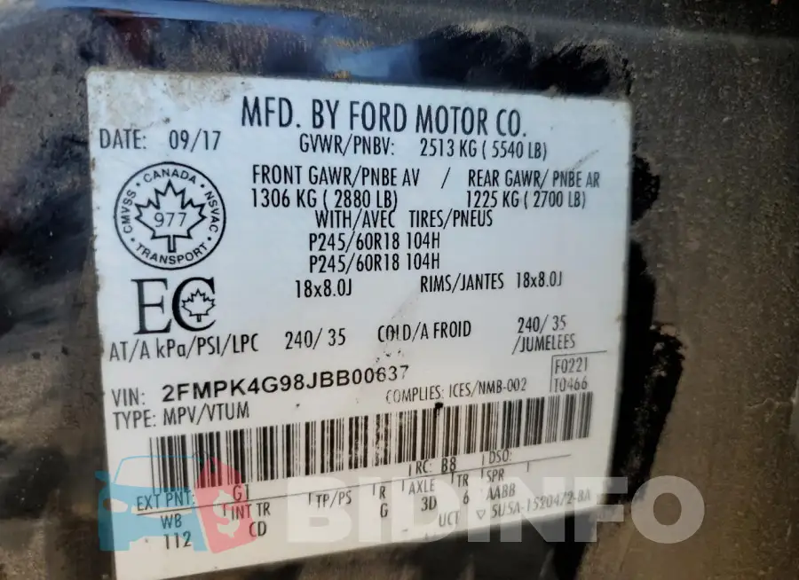 2FMPK4G98JBB00637 Photo# 13