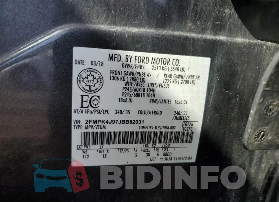 2FMPK4J97JBB82031 Photo# 12
