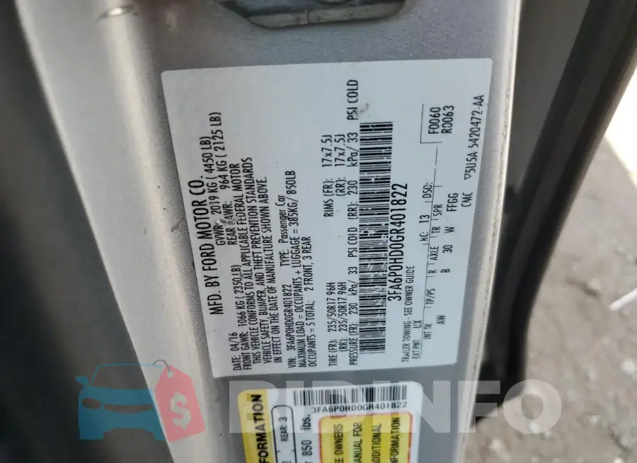 3FA6P0HD0GR401822 Photo# 12