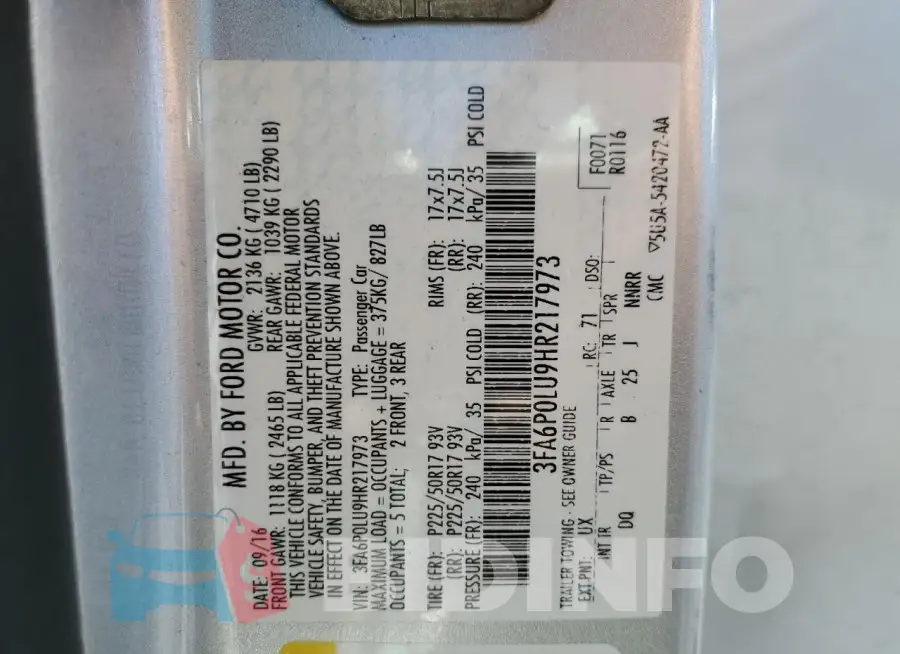 3FA6P0LU9HR217973 Photo# 12
