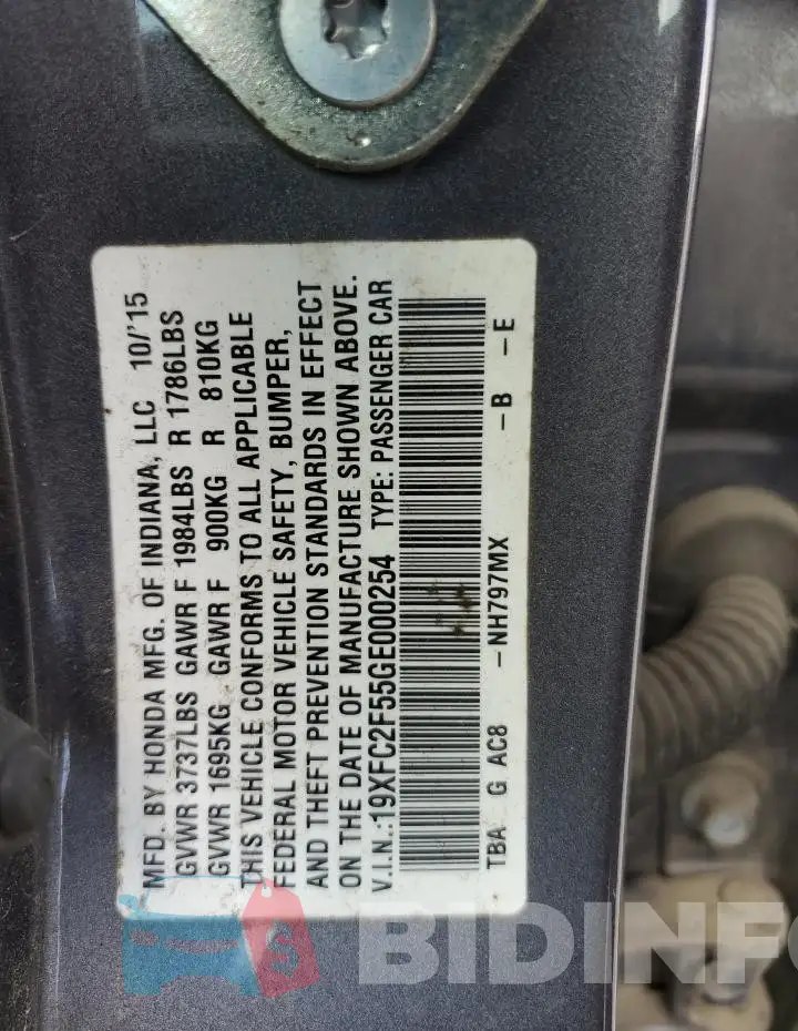 19XFC2F55GE000254 Photo# 12
