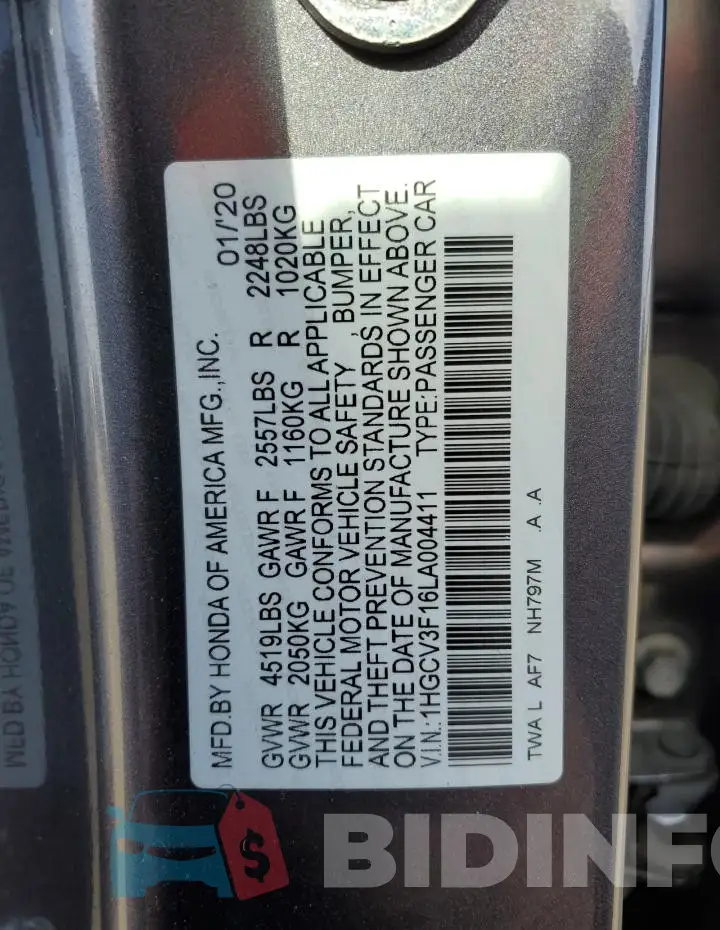 1HGCV3F16LA004411 Photo# 12
