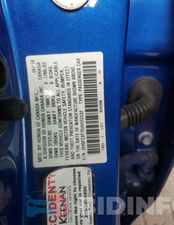 2HGFC2F70JH555532 Photo# 12