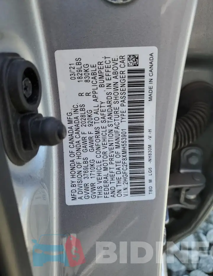 2HGFC2F8XMH553901 Photo# 12