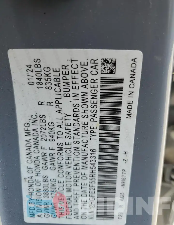 2HGFE2F55RH543316 Photo# 12