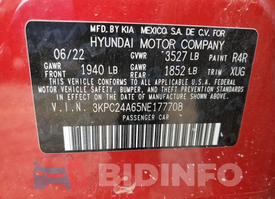 3KPC24A65NE177708 Photo# 12