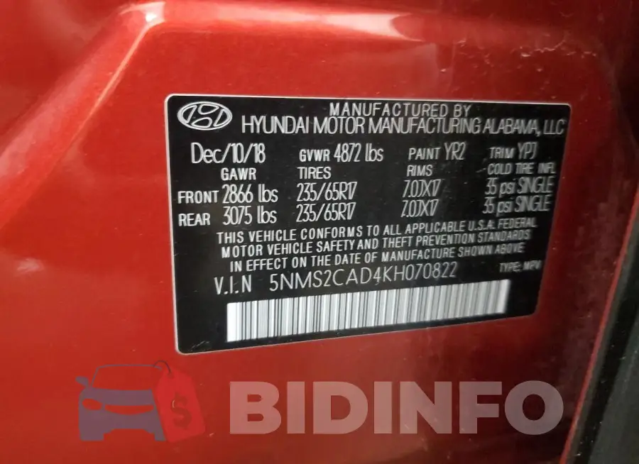 5NMS2CAD4KH070822 Photo# 12