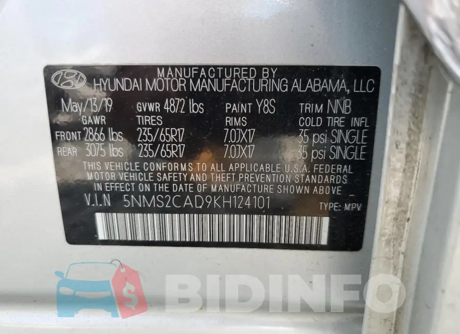5NMS2CAD9KH124101 Photo# 13