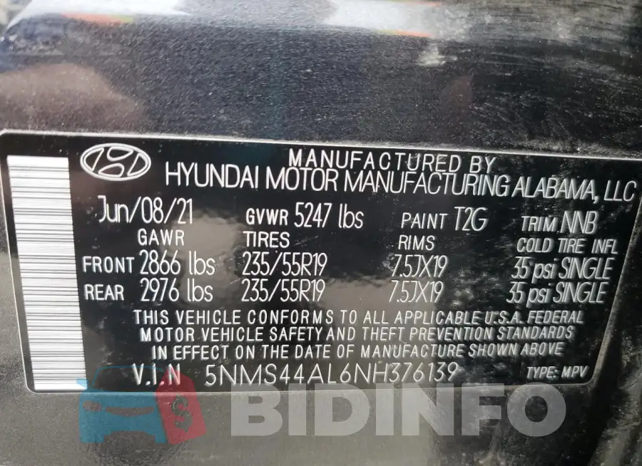5NMS44AL6NH376139 Photo# 13