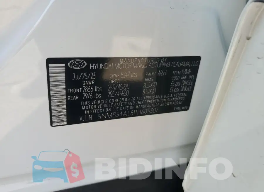 5NMS54AL8PH605307 Photo# 13