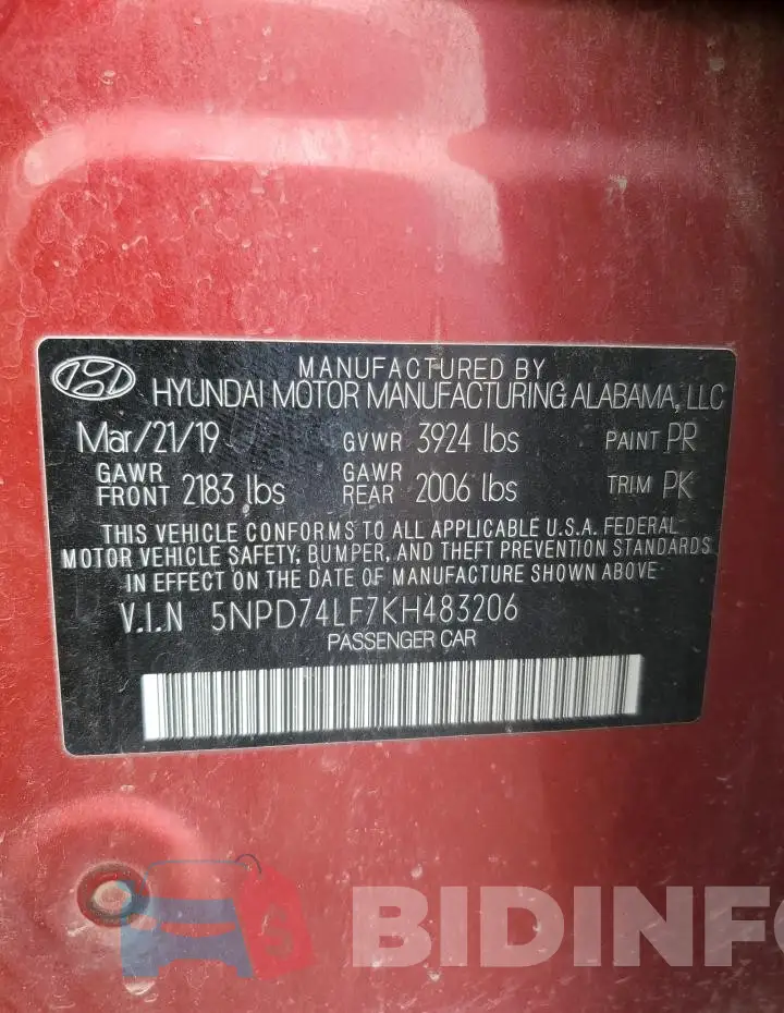 5NPD74LF7KH483206 Photo# 13