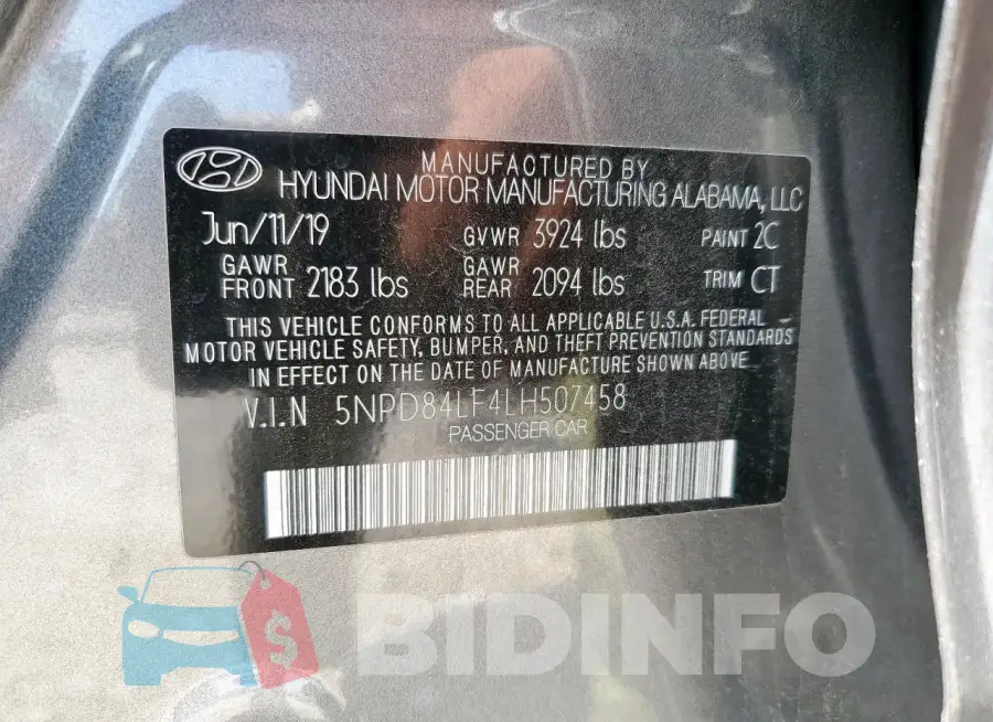 5NPD84LF4LH507458 Photo# 12