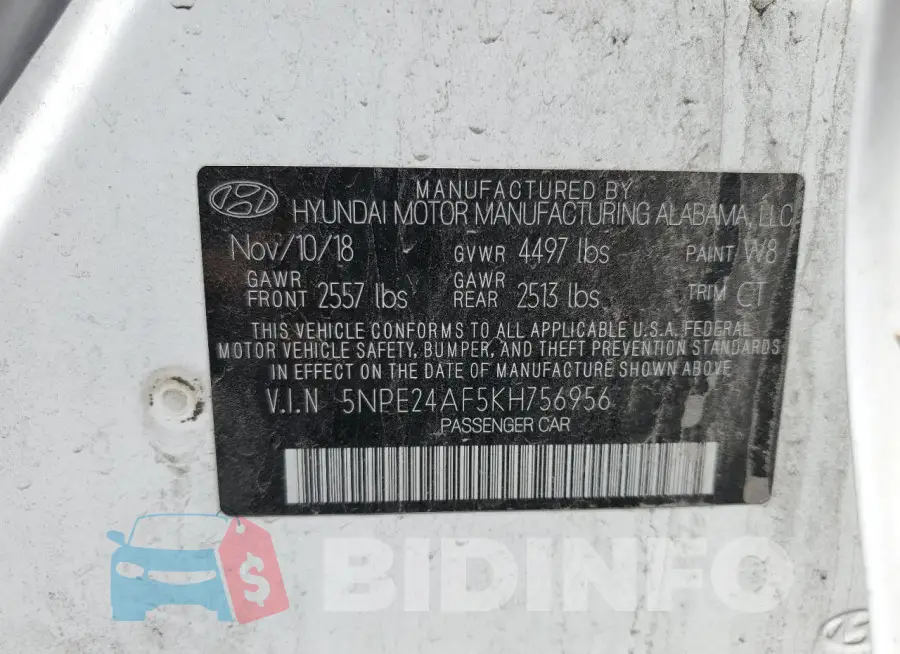 5NPE24AF5KH756956 Photo# 12