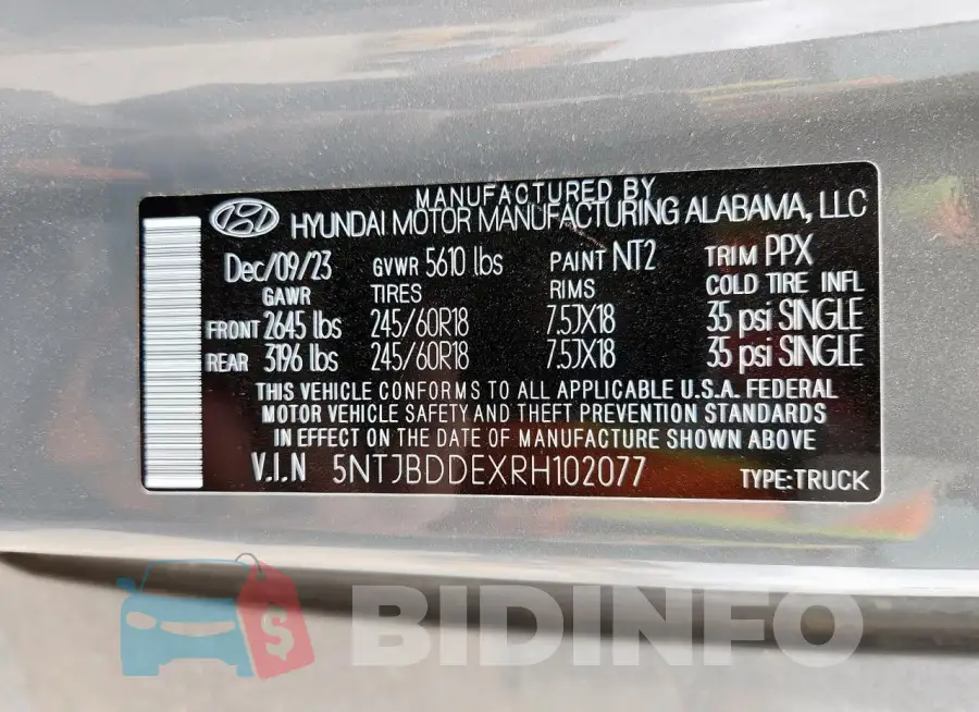5NTJBDDEXRH102077 Photo# 12
