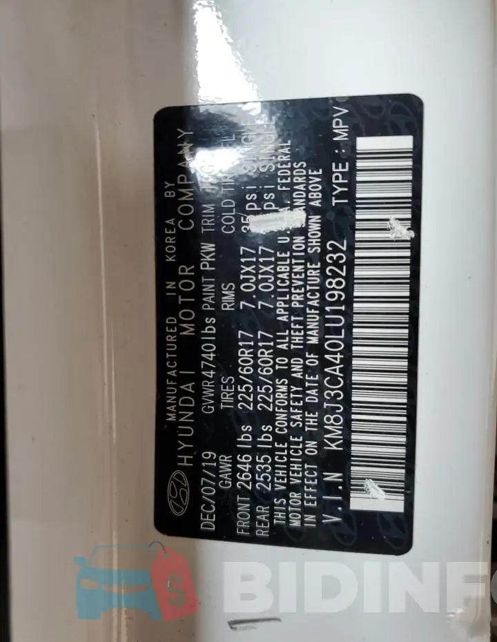KM8J3CA40LU198232 Photo# 13