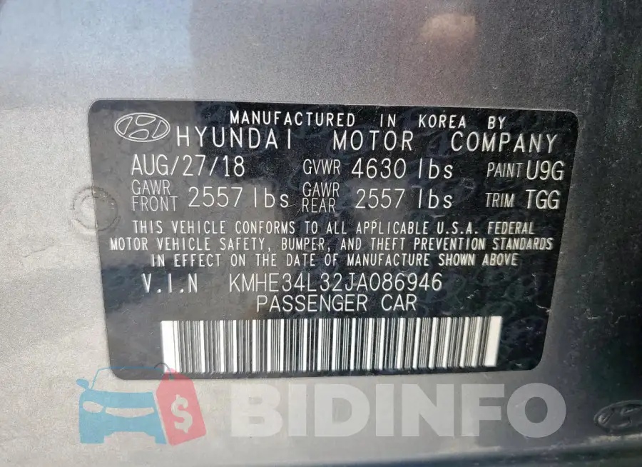 KMHE34L32JA086946 Photo# 12