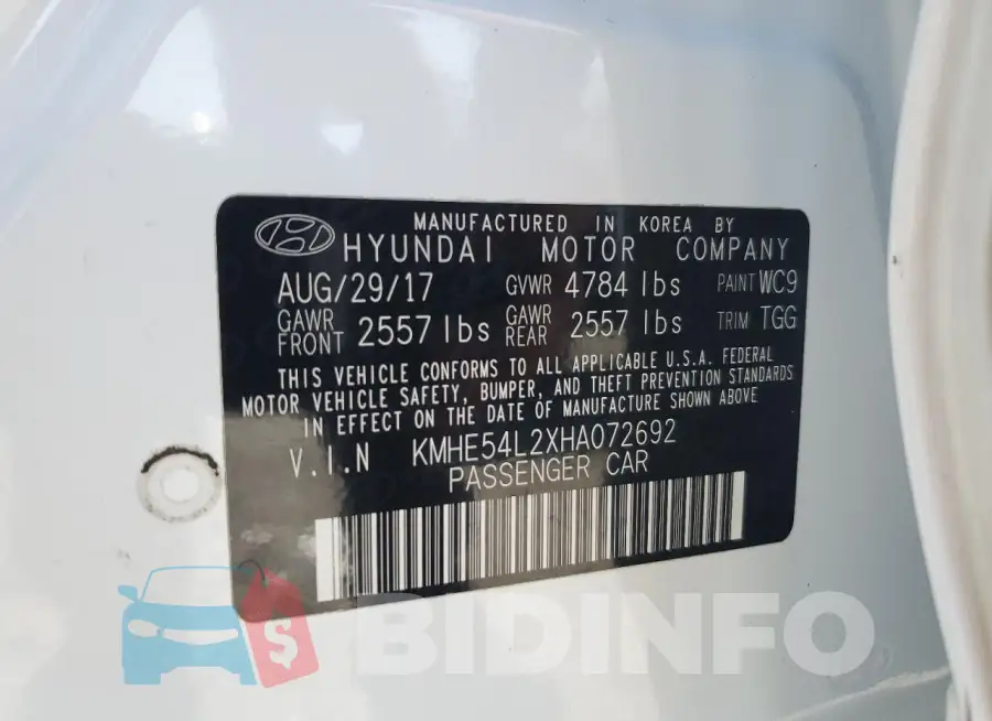 KMHE54L2XHA072692 Photo# 13