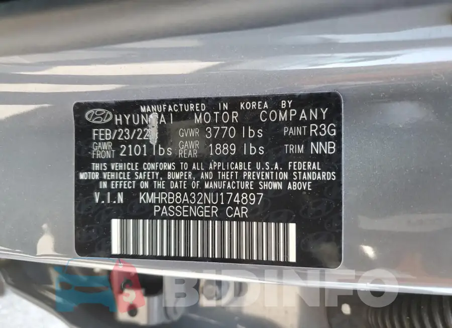 KMHRB8A32NU174897 Photo# 14