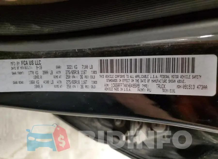1C6SRFFT4KN649509 Photo# 12