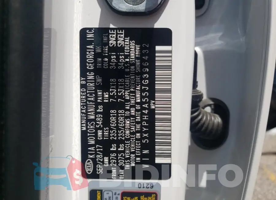 5XYPH4A55JG396432 Photo# 13