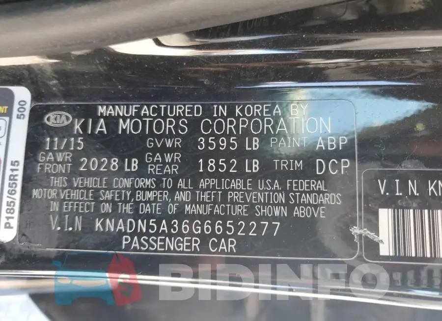 KNADN5A36G6652277 Photo# 12