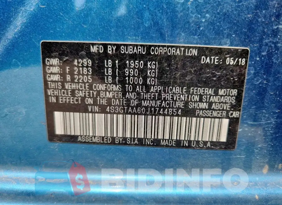 4S3GTAA60J1744854 Photo# 13