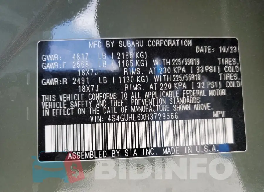 4S4GUHL6XR3729566 Photo# 13