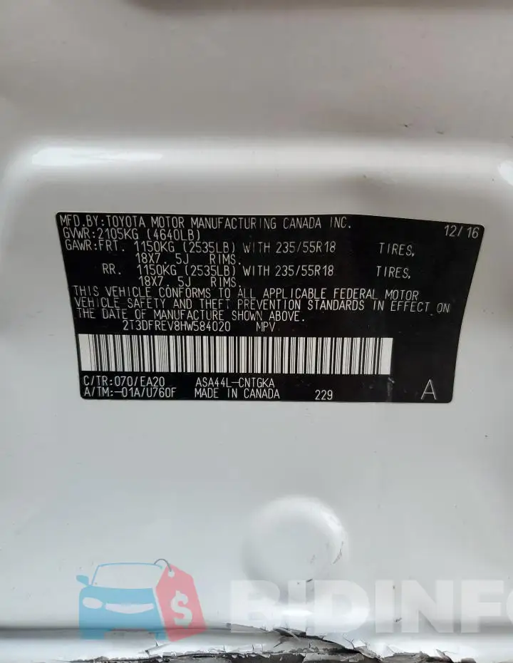 2T3DFREV8HW584020 Photo# 13