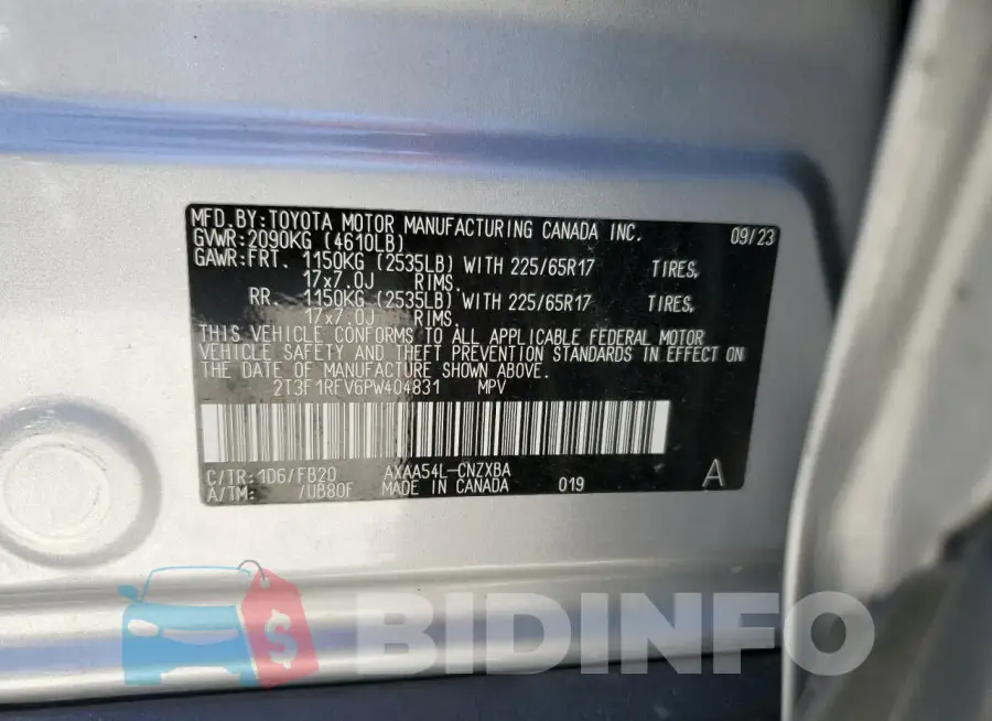 2T3F1RFV6PW404831 Photo# 12
