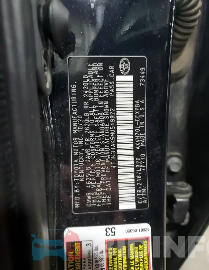 4T1K31AK5MU549922 Photo# 12