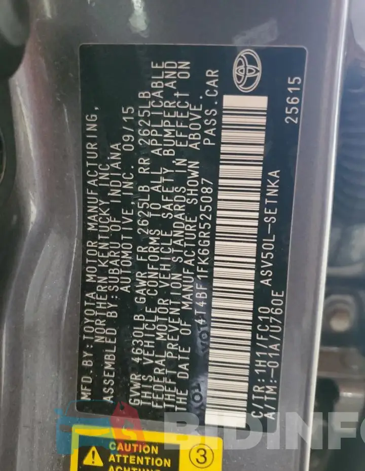 4T4BF1FK6GR525087 Photo# 12